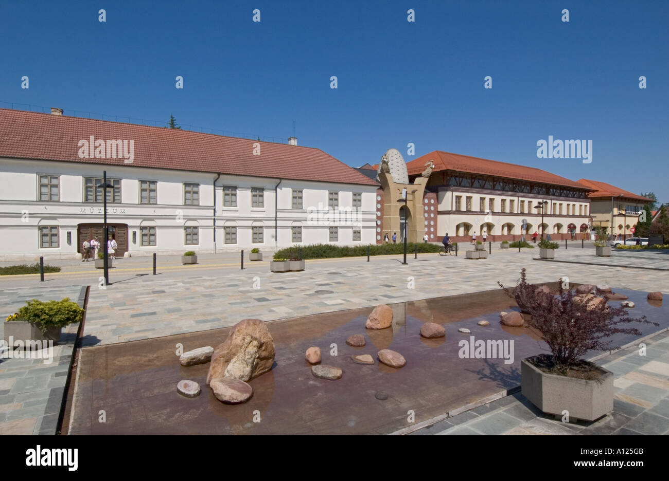 Hungary Herend Porcelain Museum factory entrance at right Stock Photo