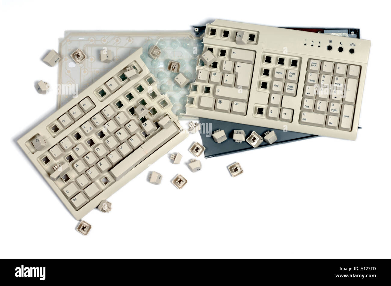Smashed computer keyboard Stock Photo