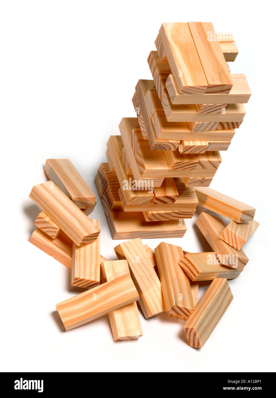 Wooden building block toy Stock Photo