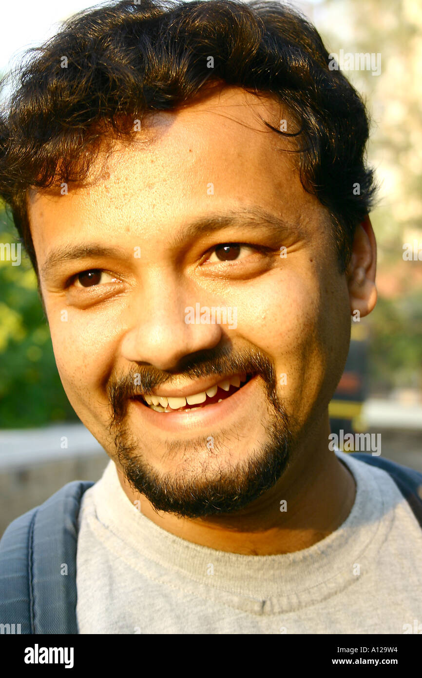 Indian urban bearded young man smiling  India Model released number 542 Stock Photo