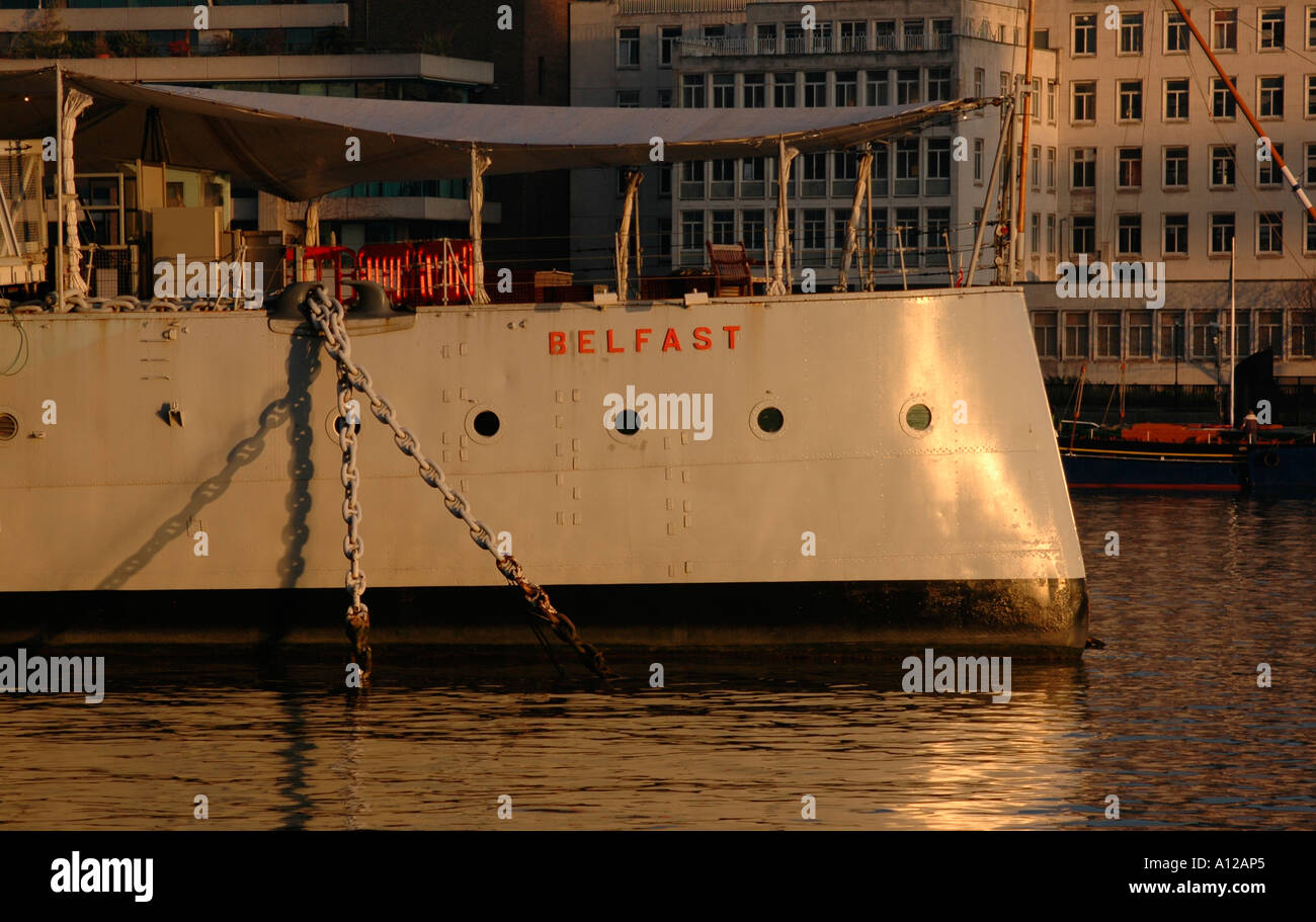 The stern of HMS Belfast. Stock Photo