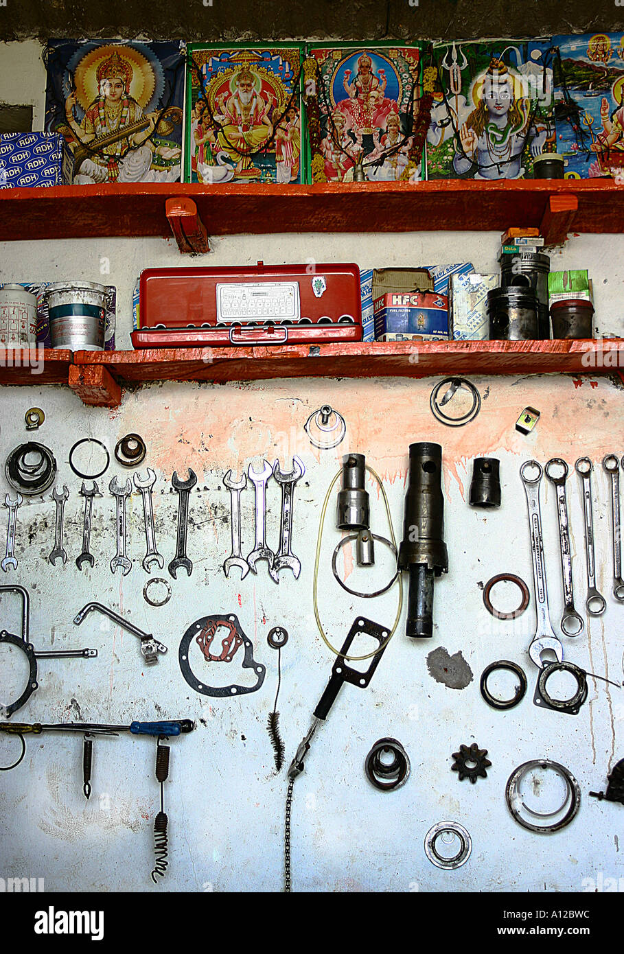 RSC75052 Display of tools in small motor mechanic shop India