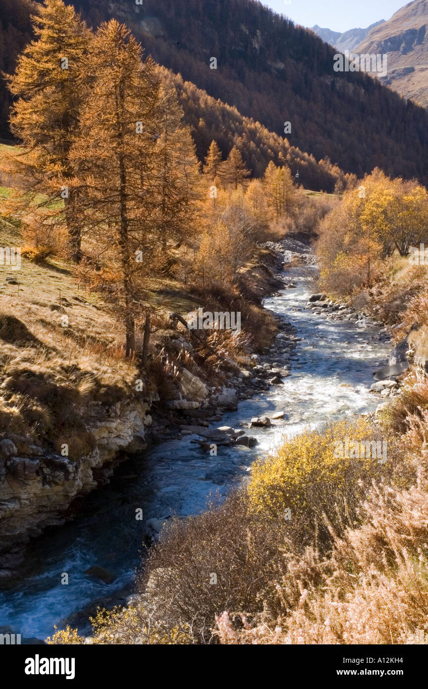 Mountain stream in the French Alps near val d I sere Stock Photo