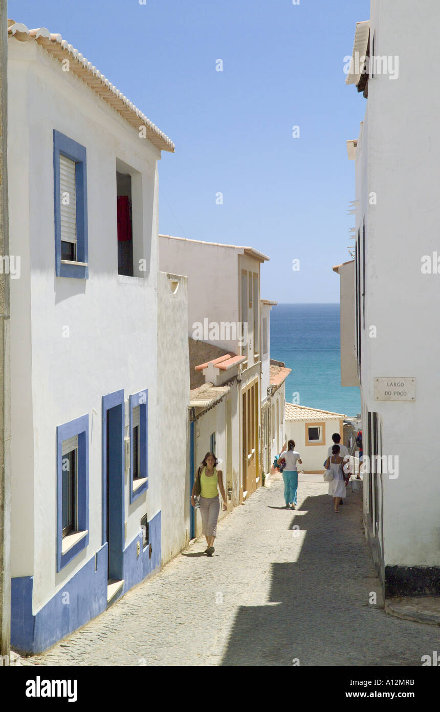 Burgau village street scene in the Western Algarve, Portugal Stock Photo