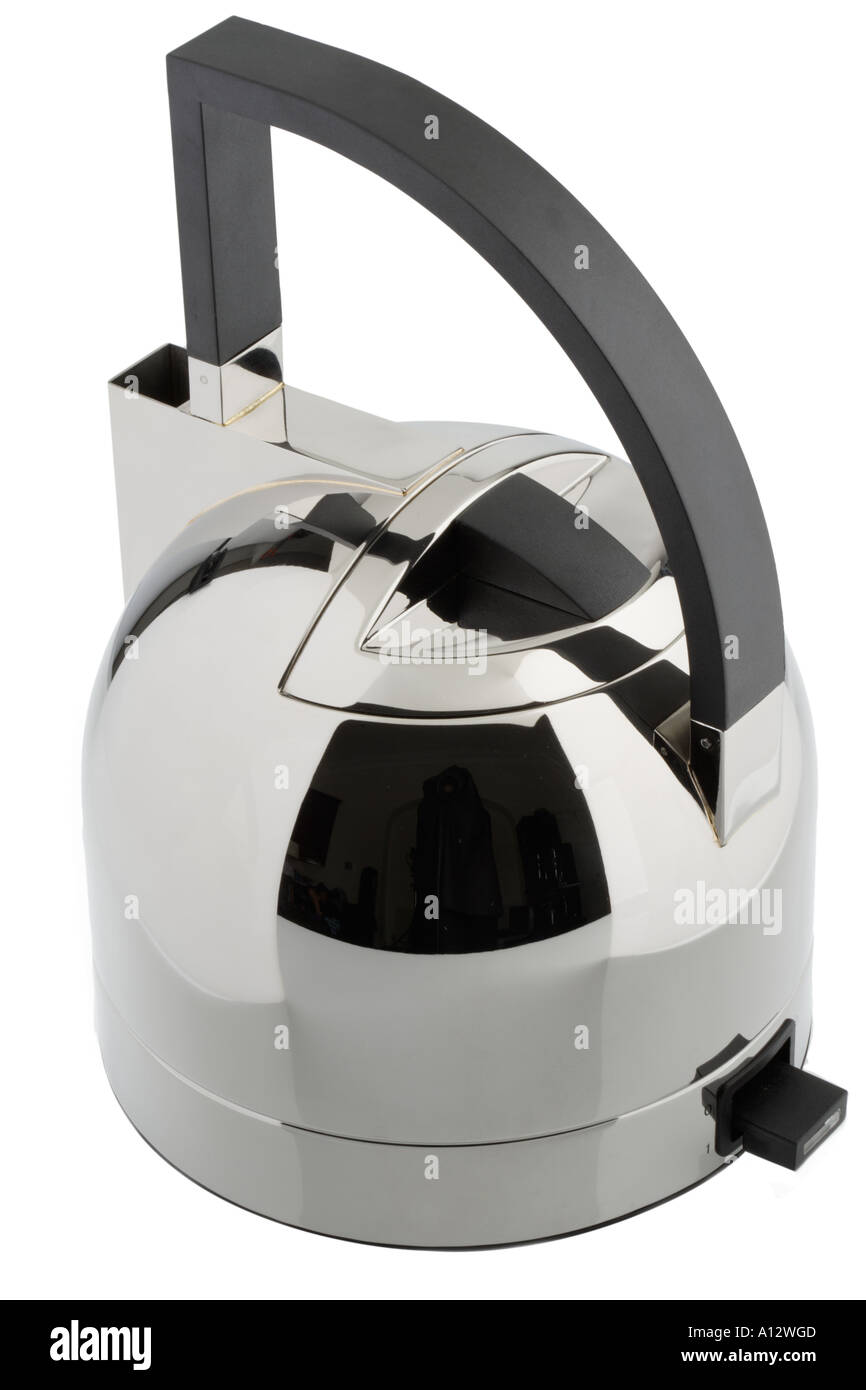 silver coloured chrome plated electric kettle Stock Photo Alamy