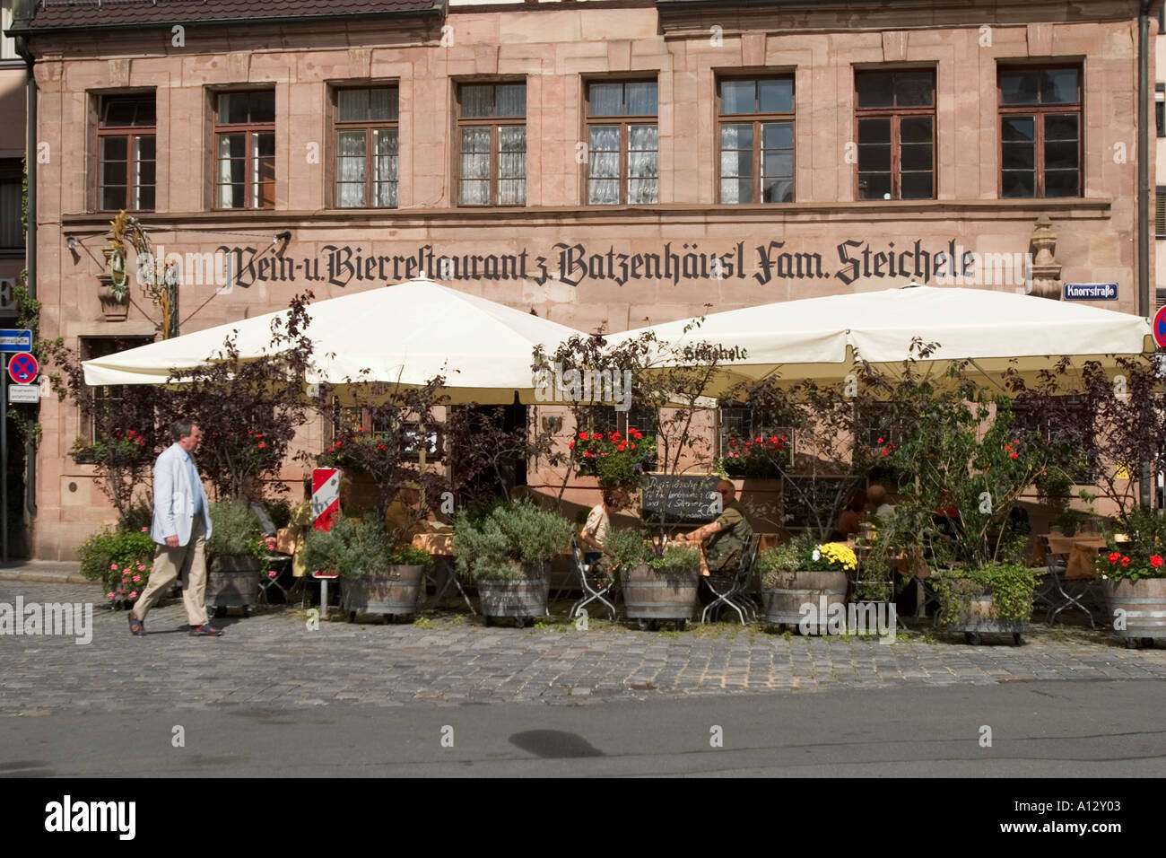 historical restaurant Wein und Bierrestaurant zum Batzenhaeusl Fam Steichele Nuernberg Germany Stock Photo