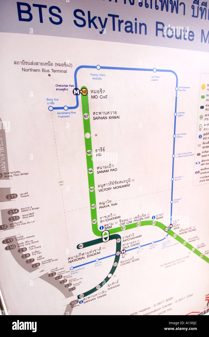Route of BTS Skytrain Bangkok Thailand Stock Photo Alamy