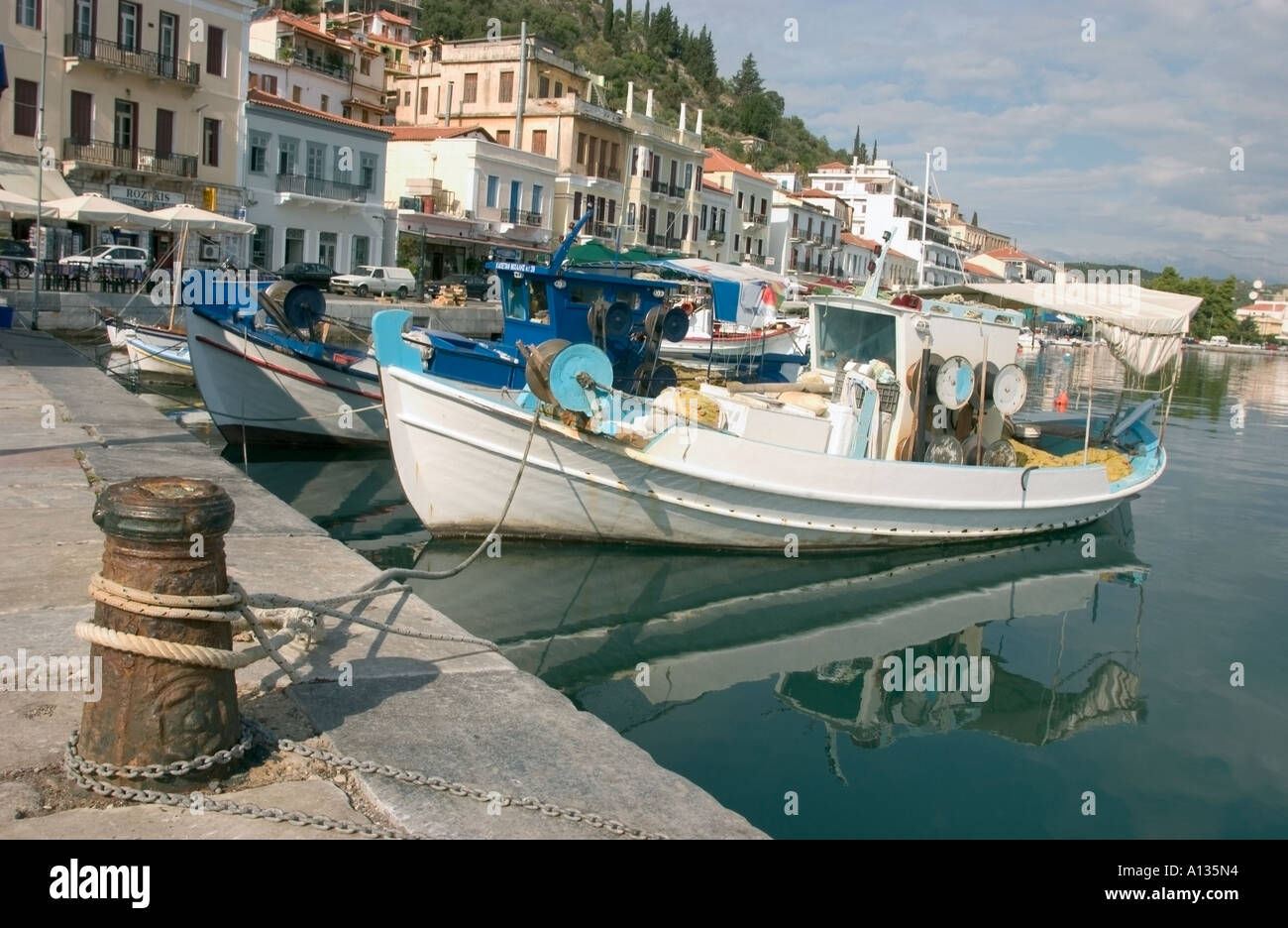 Gythion Harbour with fisherboats of Gythion Peloponnese Greece Stock Photo - Alamy
