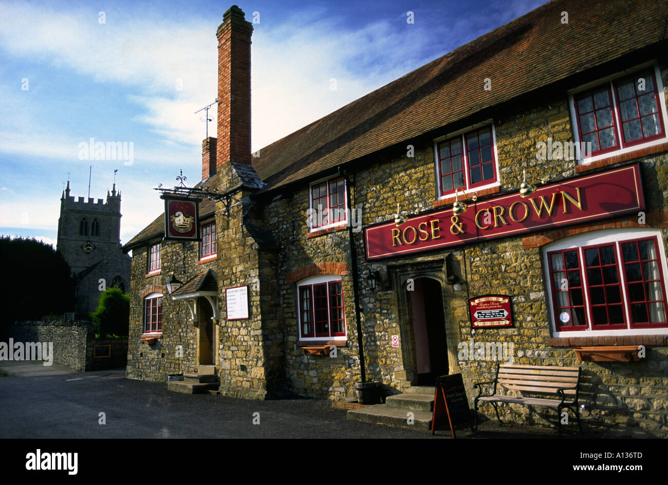 The Rose and Crown pub in Bradford Abbas village Dorset county England