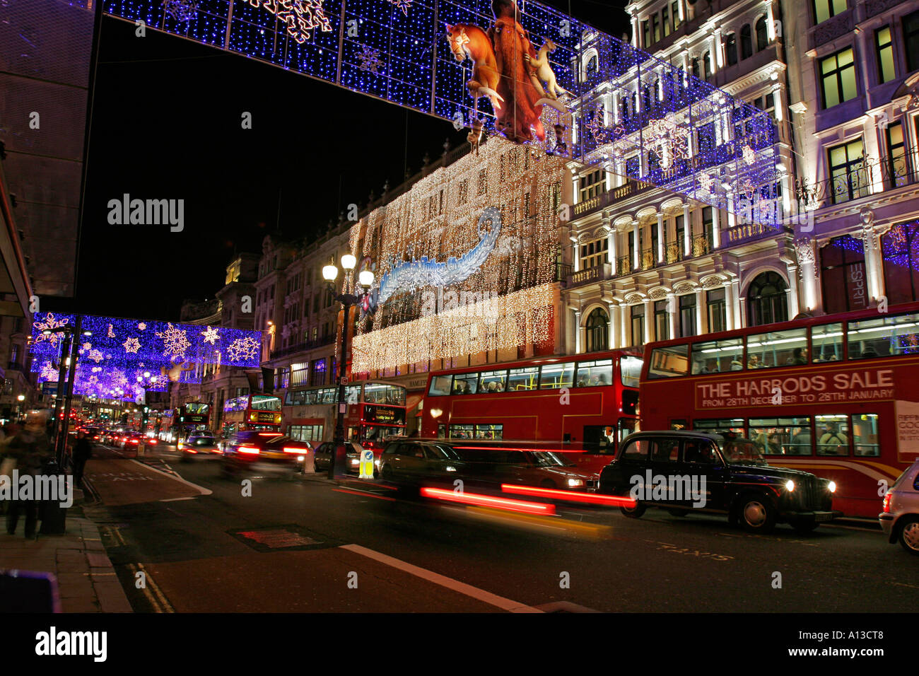united kingdom central london christmas lights in regent street Stock