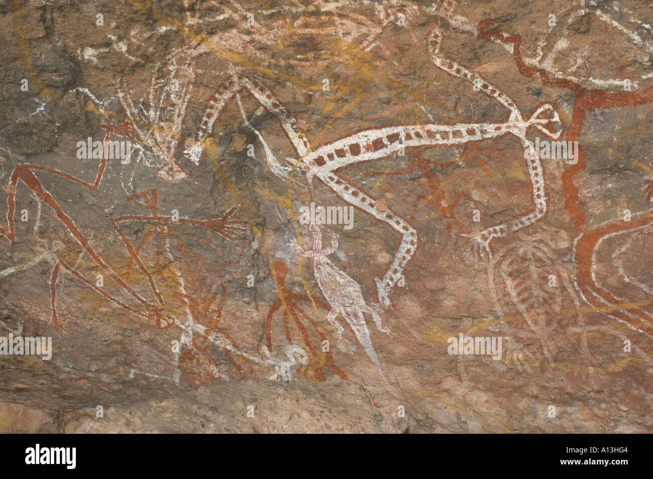 Ancient Australian aboriginal rock art in Kakadu National Park Northern Territory Australia