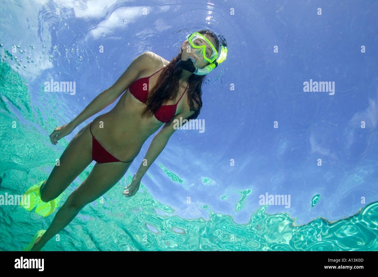 Woman Snorkeling Freediving Swimming Hole Cay Sal Bank