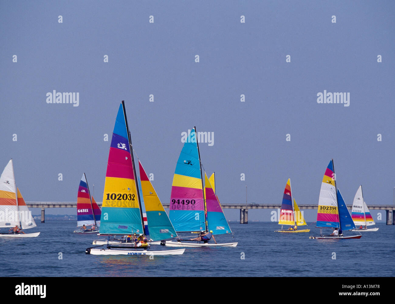 VA Virginia Beach Sailboats at Low Rent Regatta Chesapeake Bay Bridge