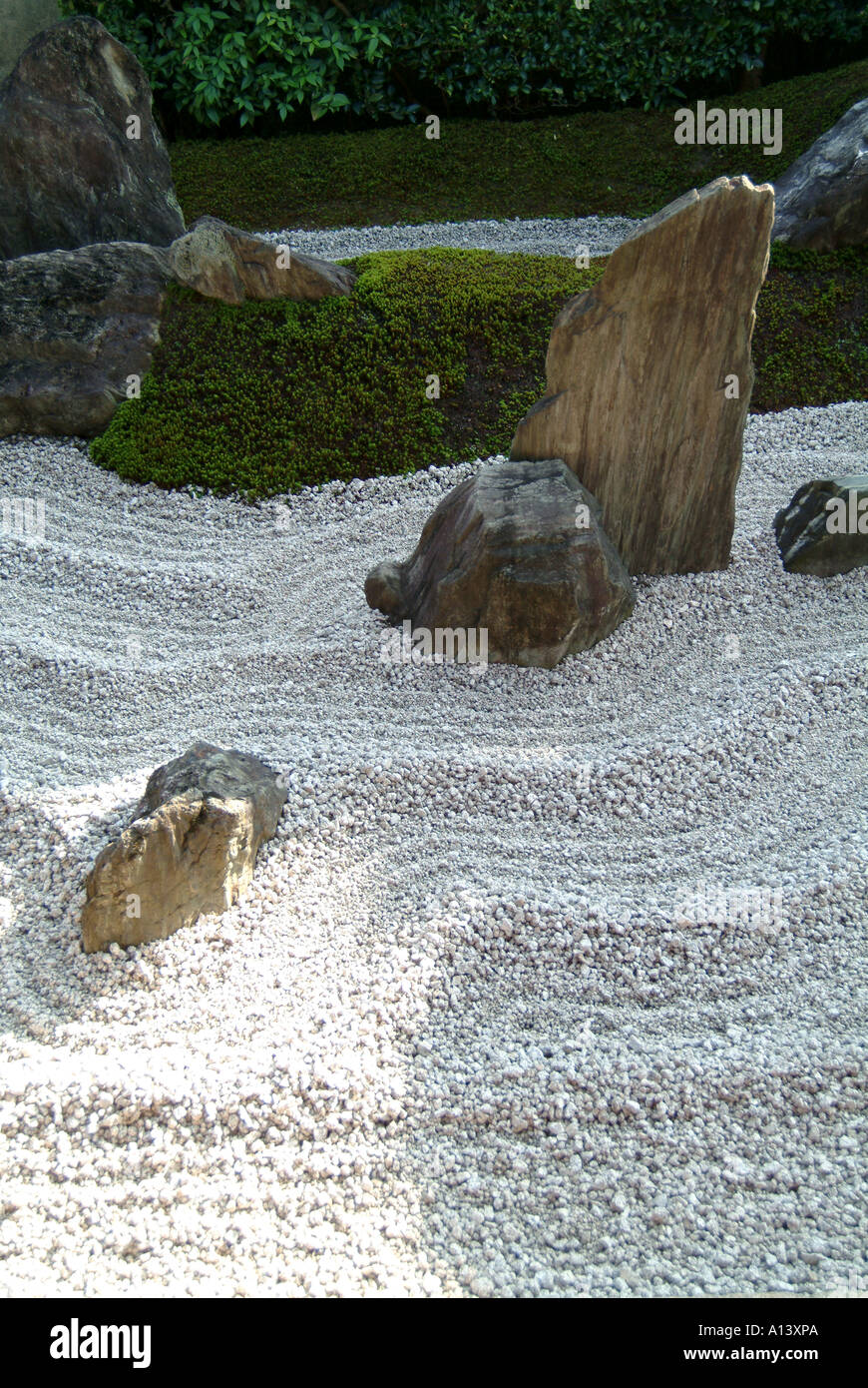 Zen raked gravel garden at Zuihoin within Daitokuji Temple Kyoto Japan