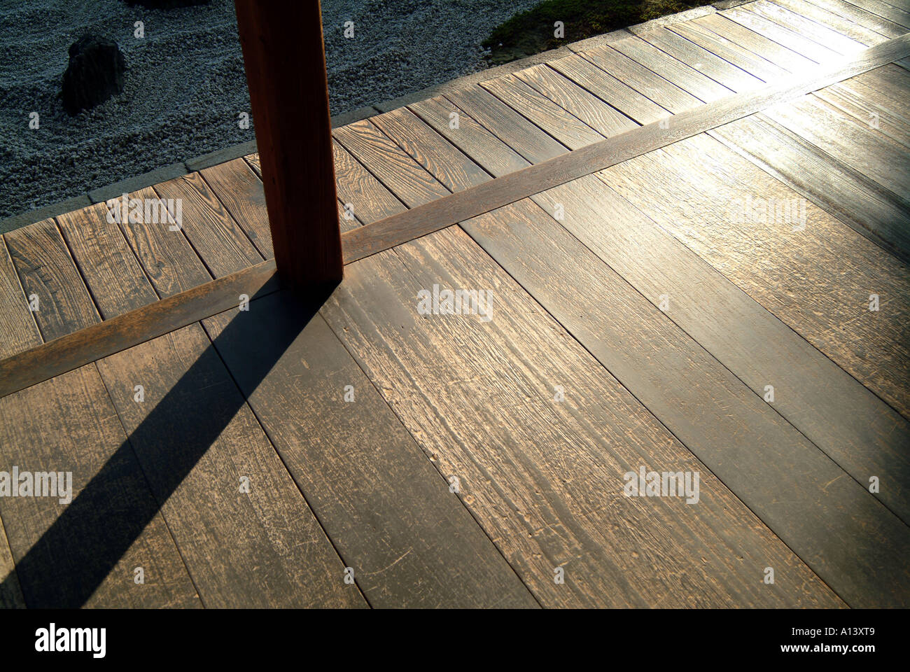 Polished floor at Zuiho-in within Daitokuji Temple Kyoto Japan Stock Photo