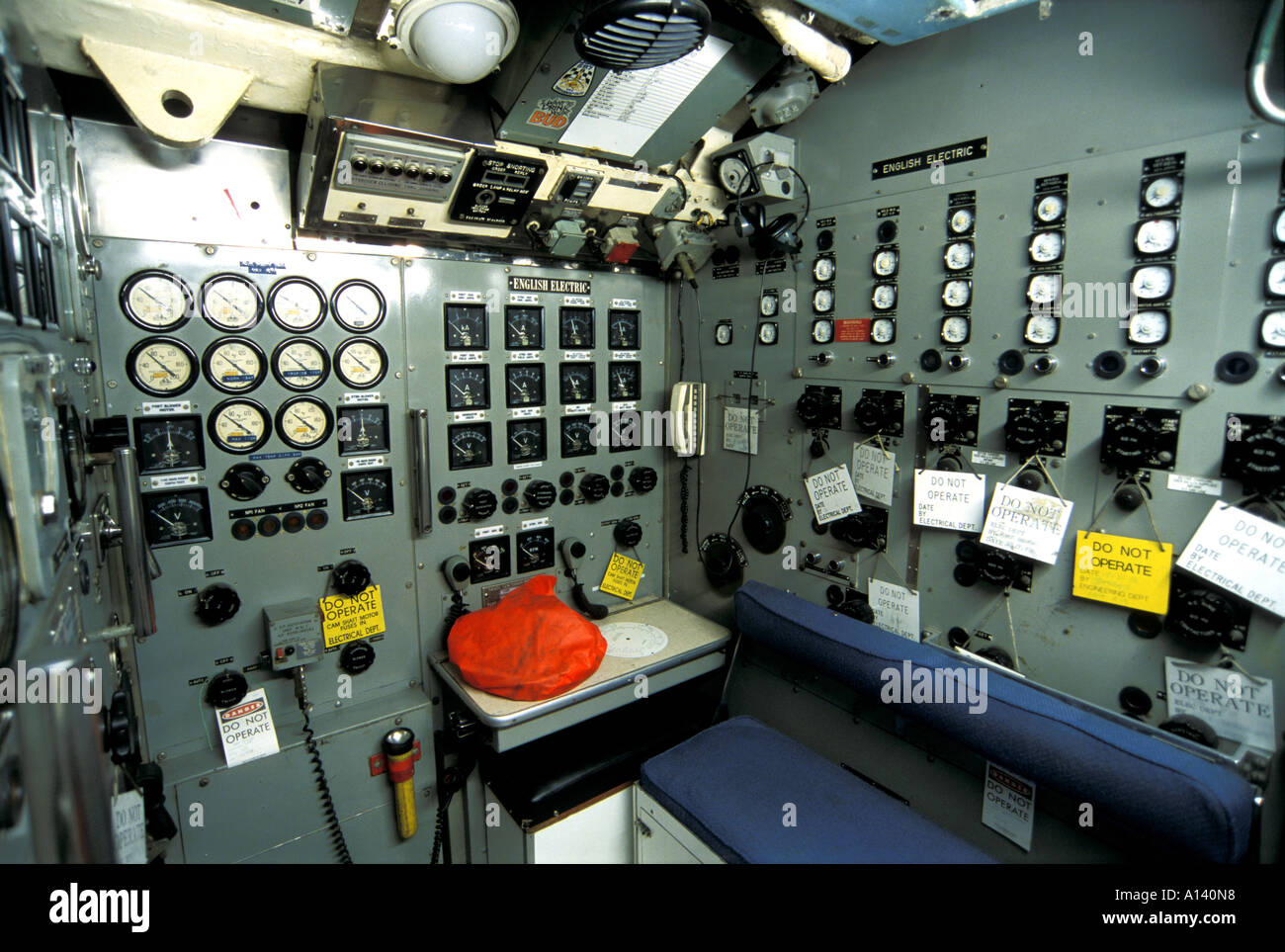 Interior of decommissioned Australian submarine HMAS Ovens in Fremantle Western Australia Stock Photo