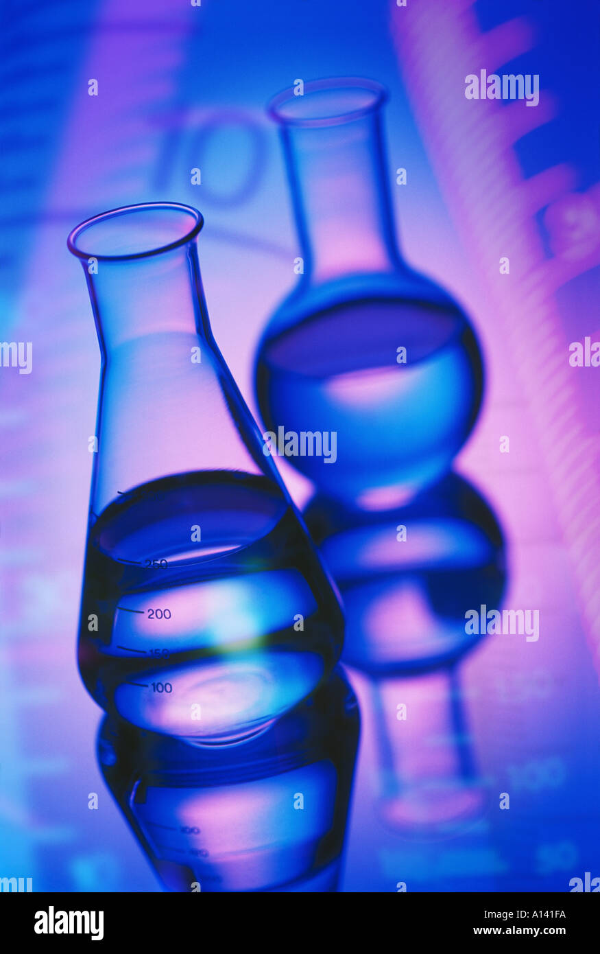 CHEMICAL FLASKS Stock Photo