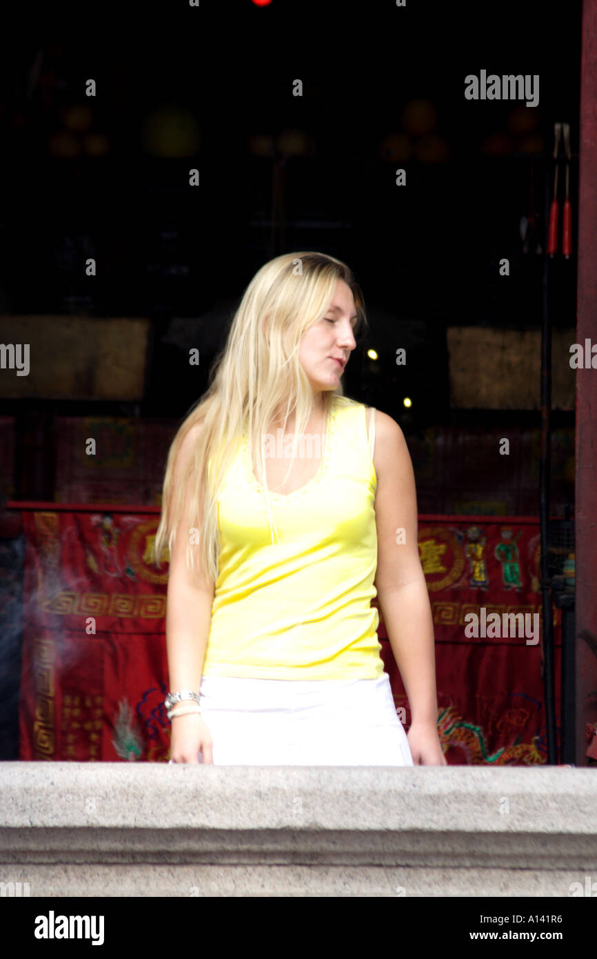 young woman in a temple in Wan Chai, Hong Kong, SAR Stock Photo - Alamy