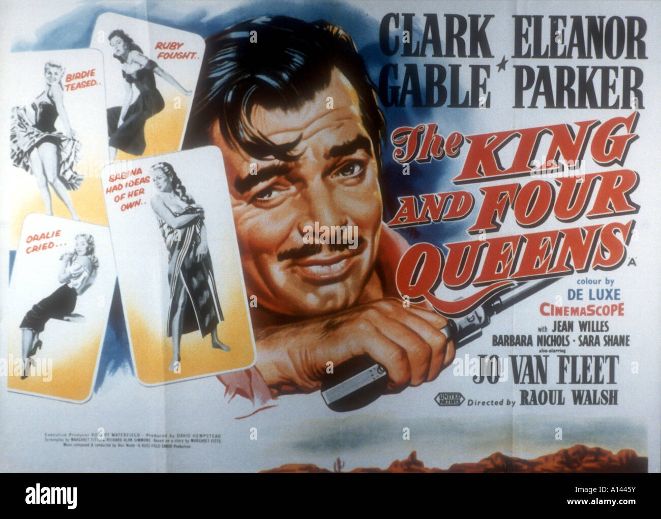 The King and Four Queens Year 1956 Director Raoul Walsh Clark Gable Movie poster Stock Photo
