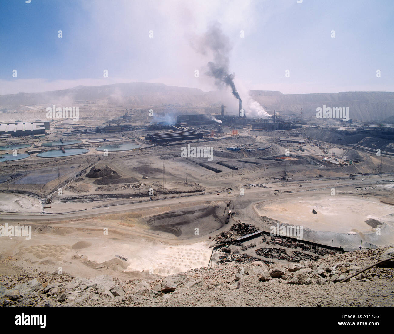 Chuquicamata mine Chile Biggest open cut copper mine in world Stock
