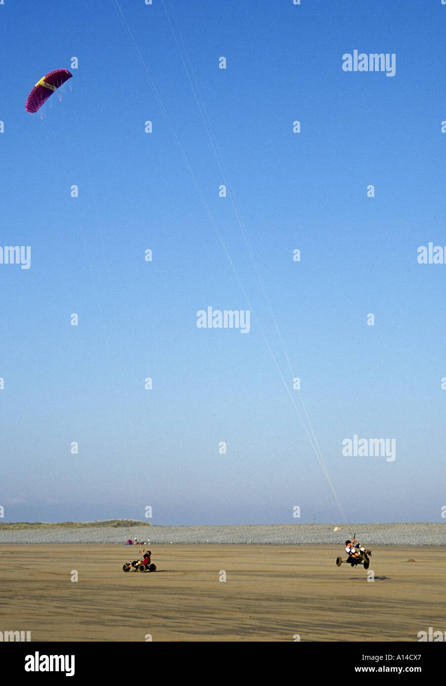 Kite Buggying on beach at Westward Ho North Devon England Stock Photo Alamy
