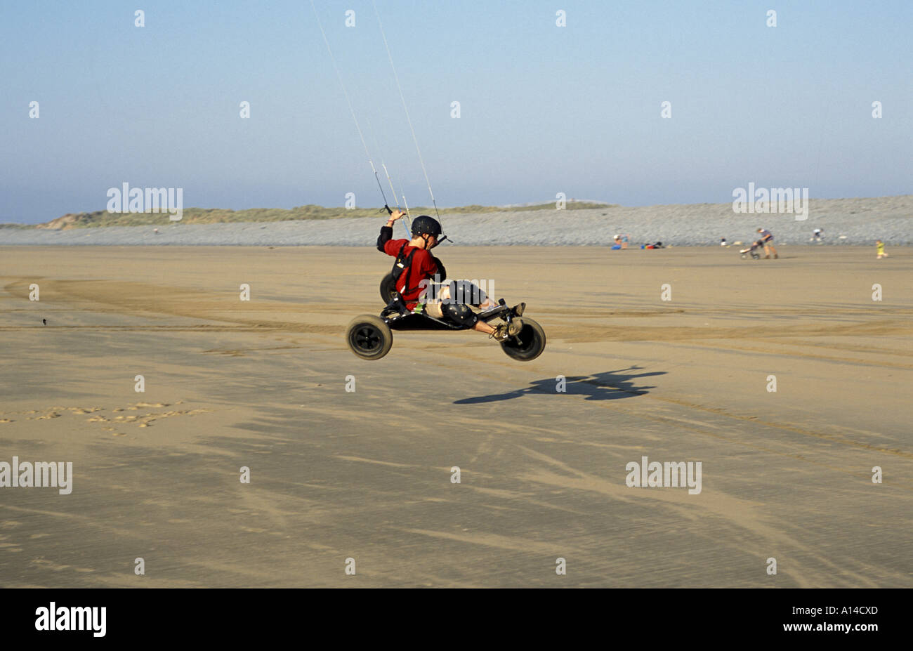 Kite Buggying on beach at Westward Ho North Devon England Stock Photo Alamy