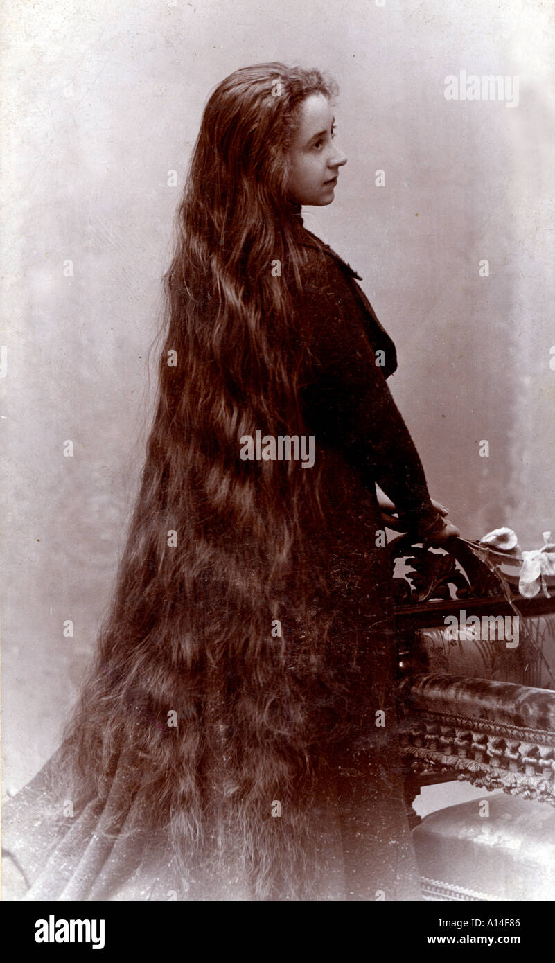 Long Hair Victorian Beauty Stock Photo - Alamy