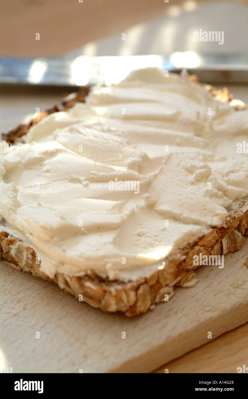 cream cheese on bread Stock Photo Alamy