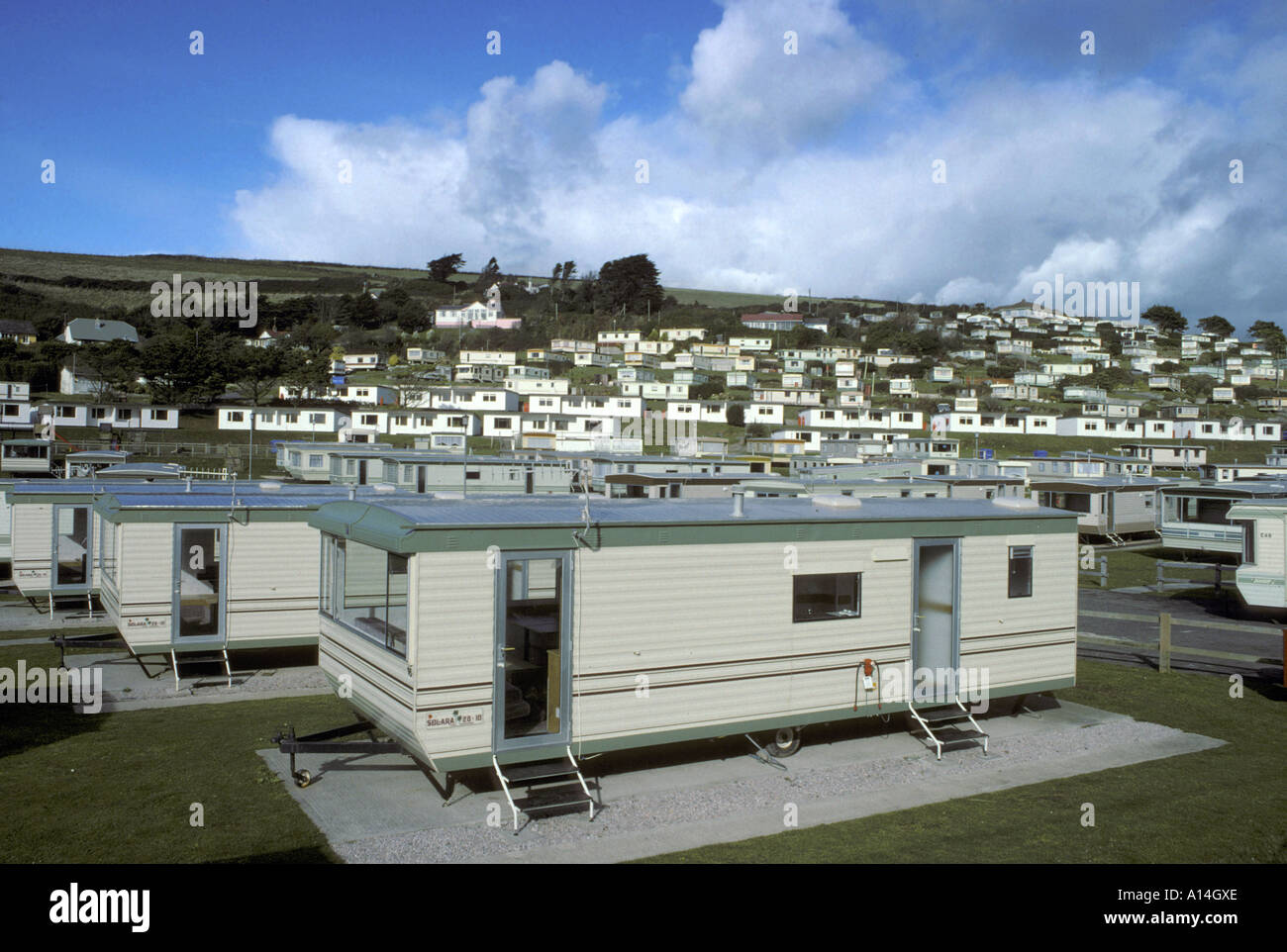 Tourist Caravan site at next to the sea at Charlaborough South Devon Stock Photo