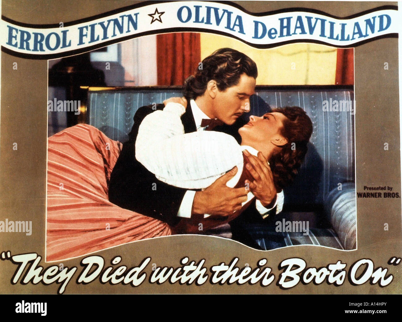 They died with their boots on 1941 Raoul Walsh Errol Flynn Olivia de Havilland Stock Photo