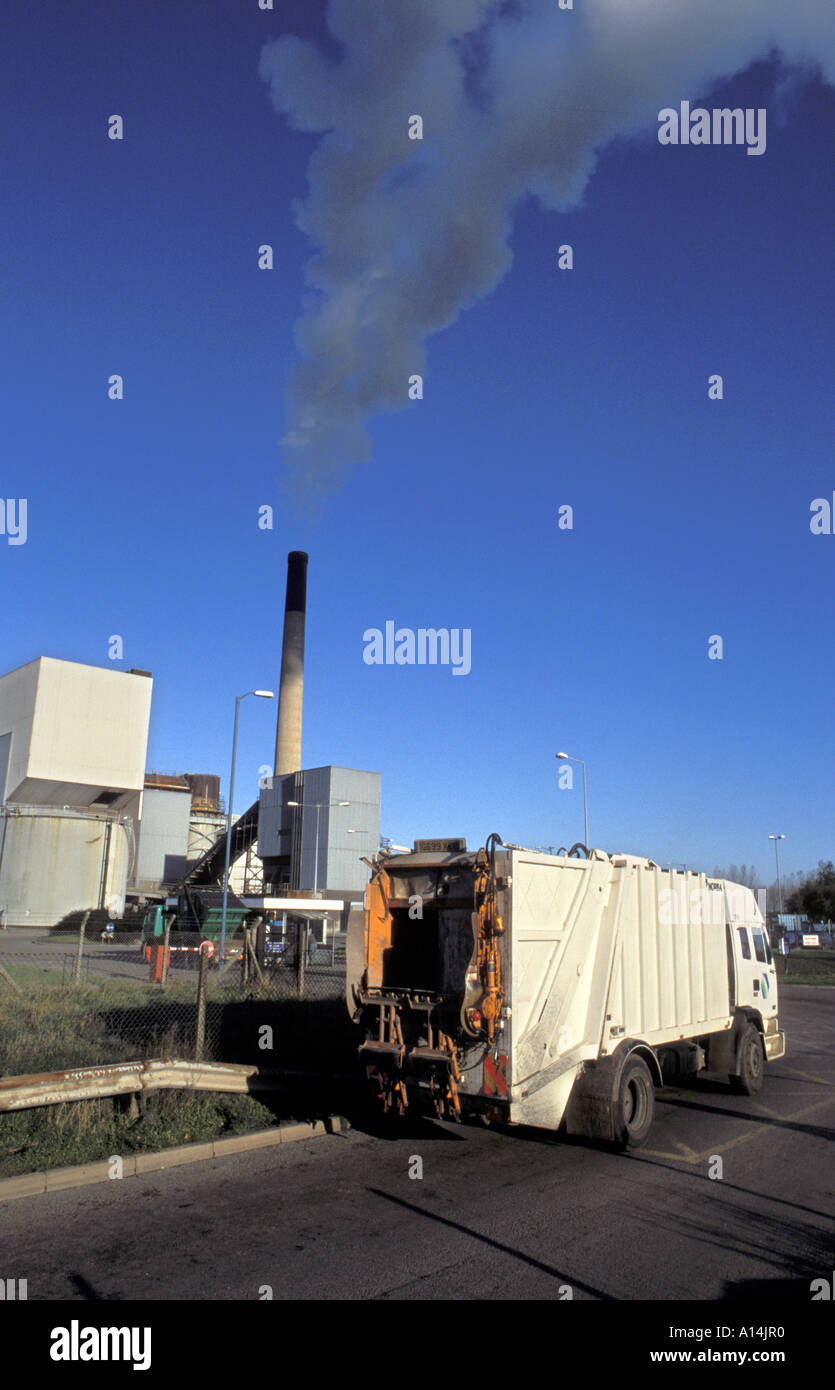 Domestic waste lorry waiting to enter incinerator at Avonmouth near Bristol 1995 This
