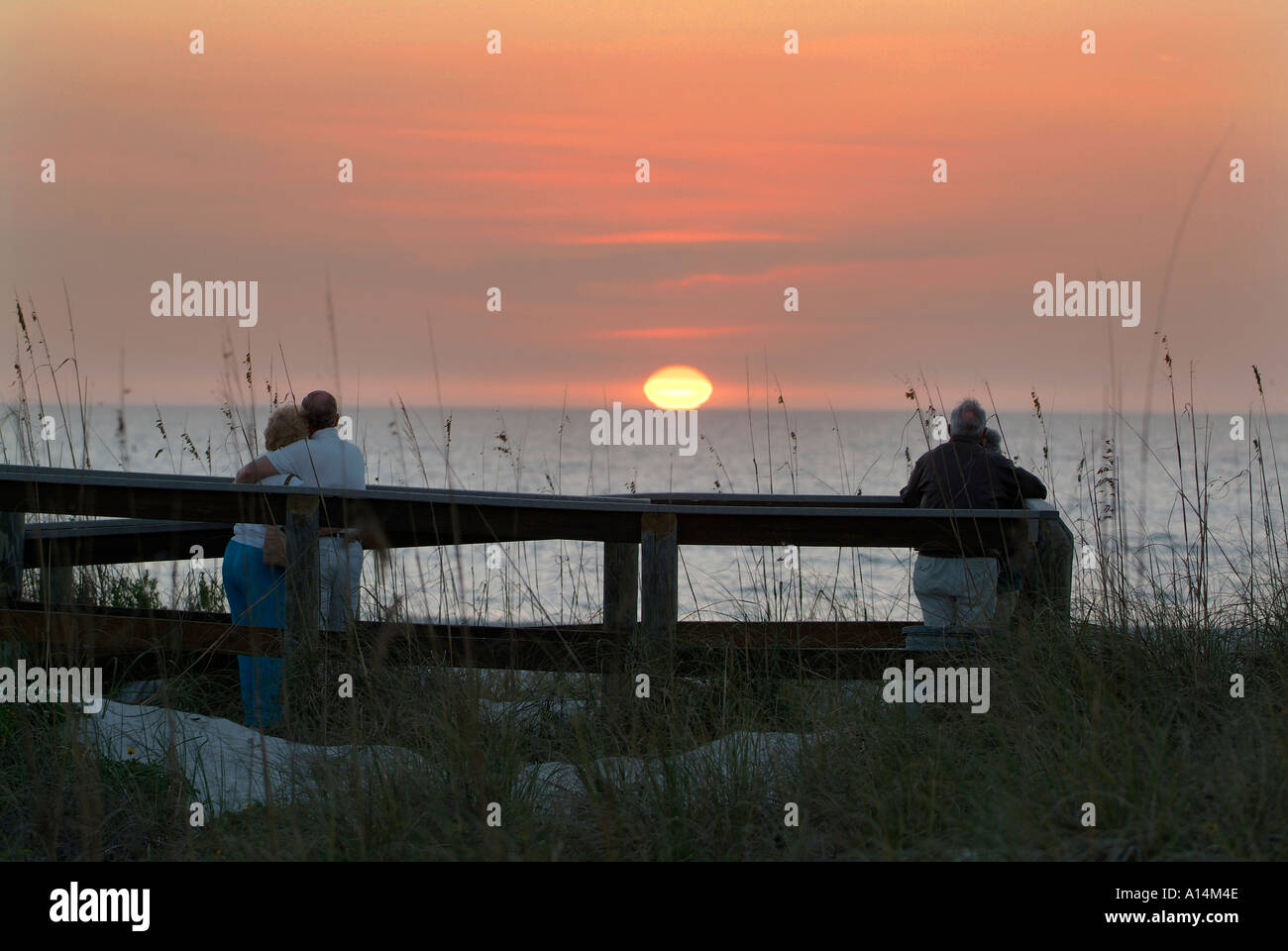 Sunset over the Gulf of Mexico at St Pete Beach Florida Stock Photo