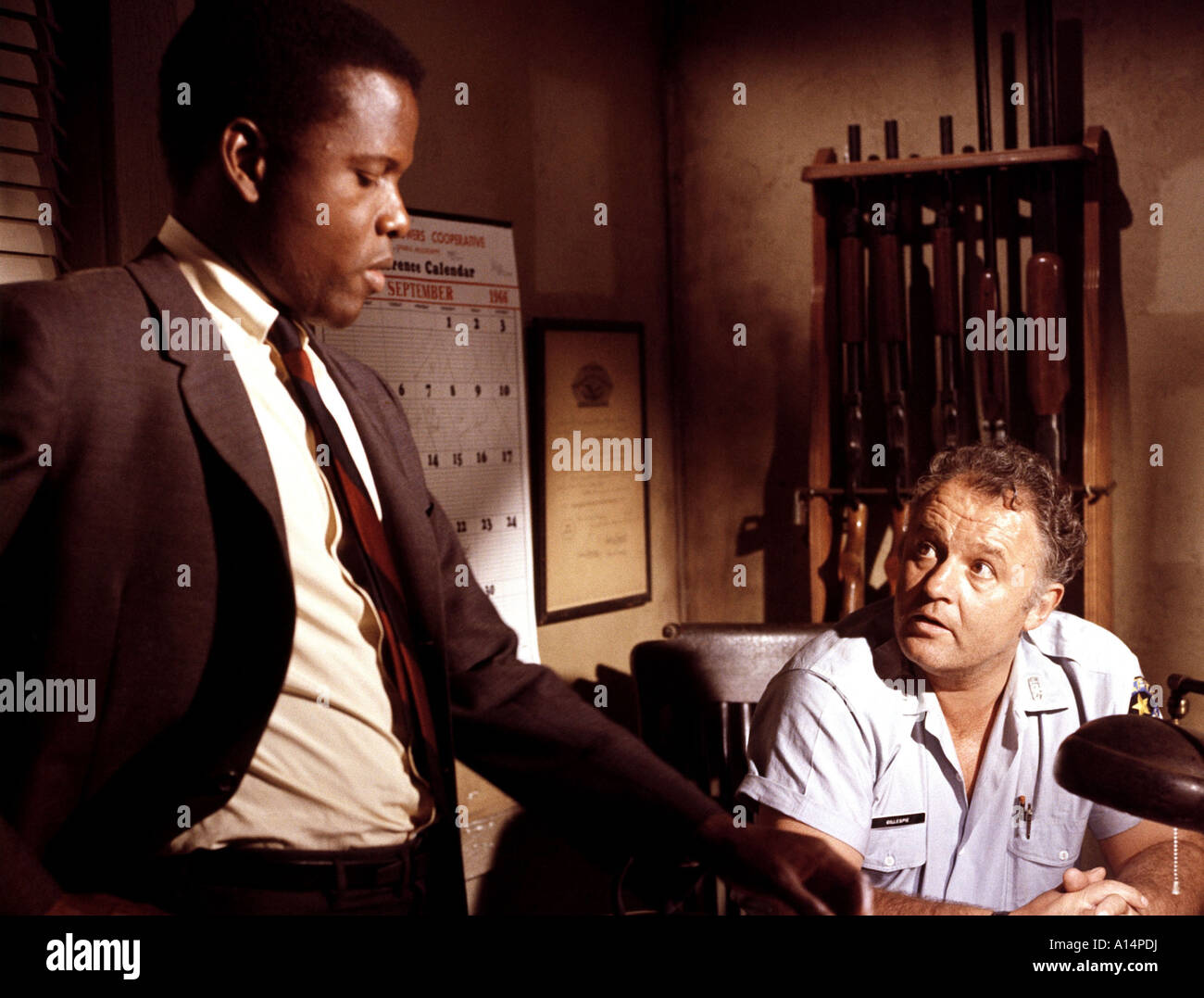 In the heat of the night 1967 Norman Jewison Sidney Poitier Rod Steiger Stock Photo
