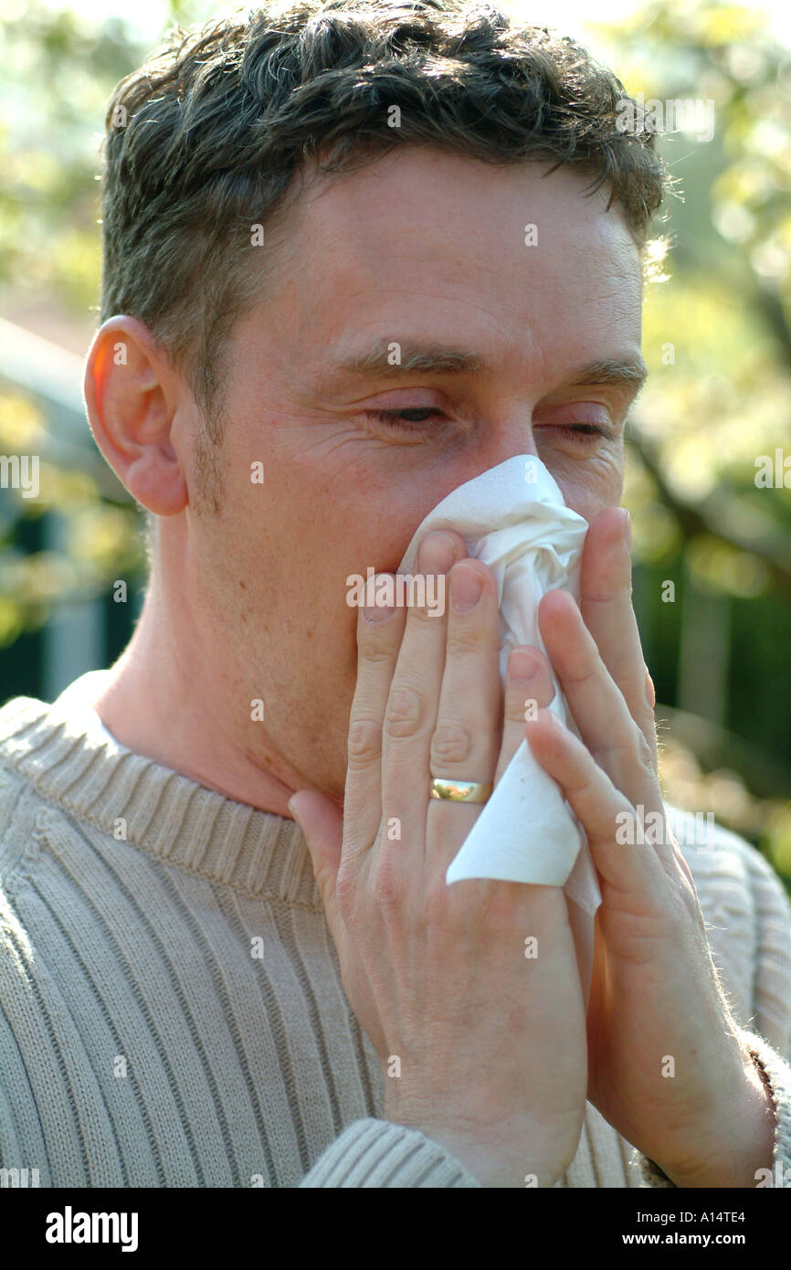 man with allergy hay fever Stock Photo - Alamy