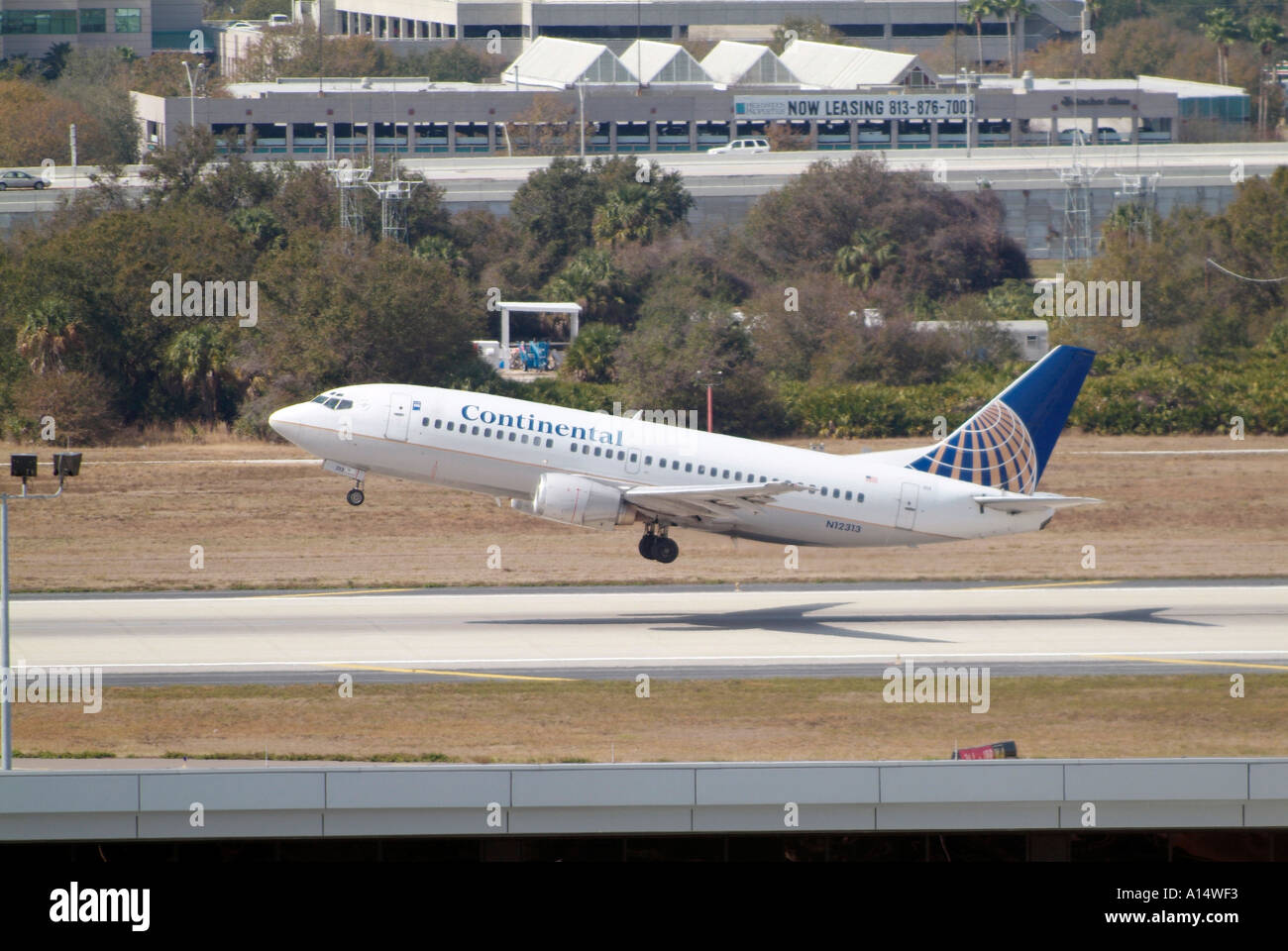 Airline jets take off and land at Tampa International airport Florida