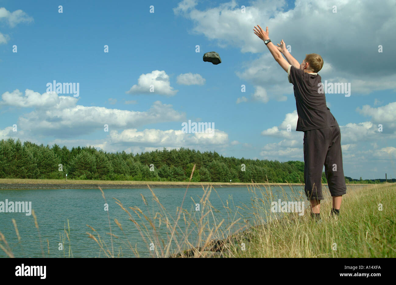 family at the channel Stock Photo Alamy