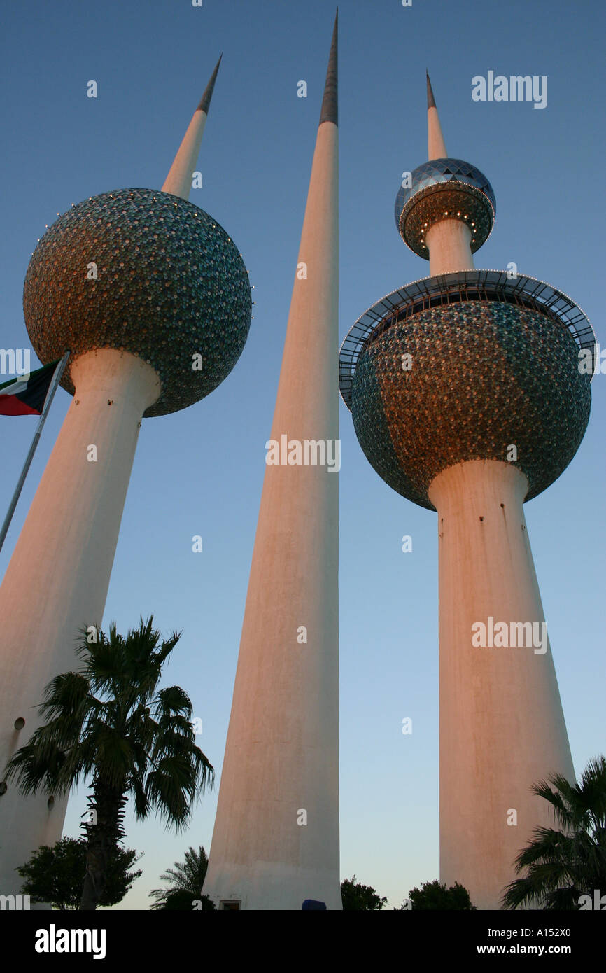 Kuwait Towers water storage and restaurant Kuwait City Stock Photo Alamy