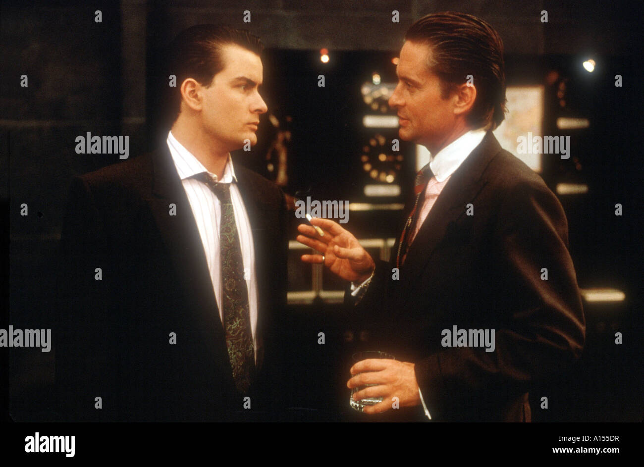 Wall Street Year 1987 Director Oliver Stone Michael Douglas Charlie Sheen Stock Photo