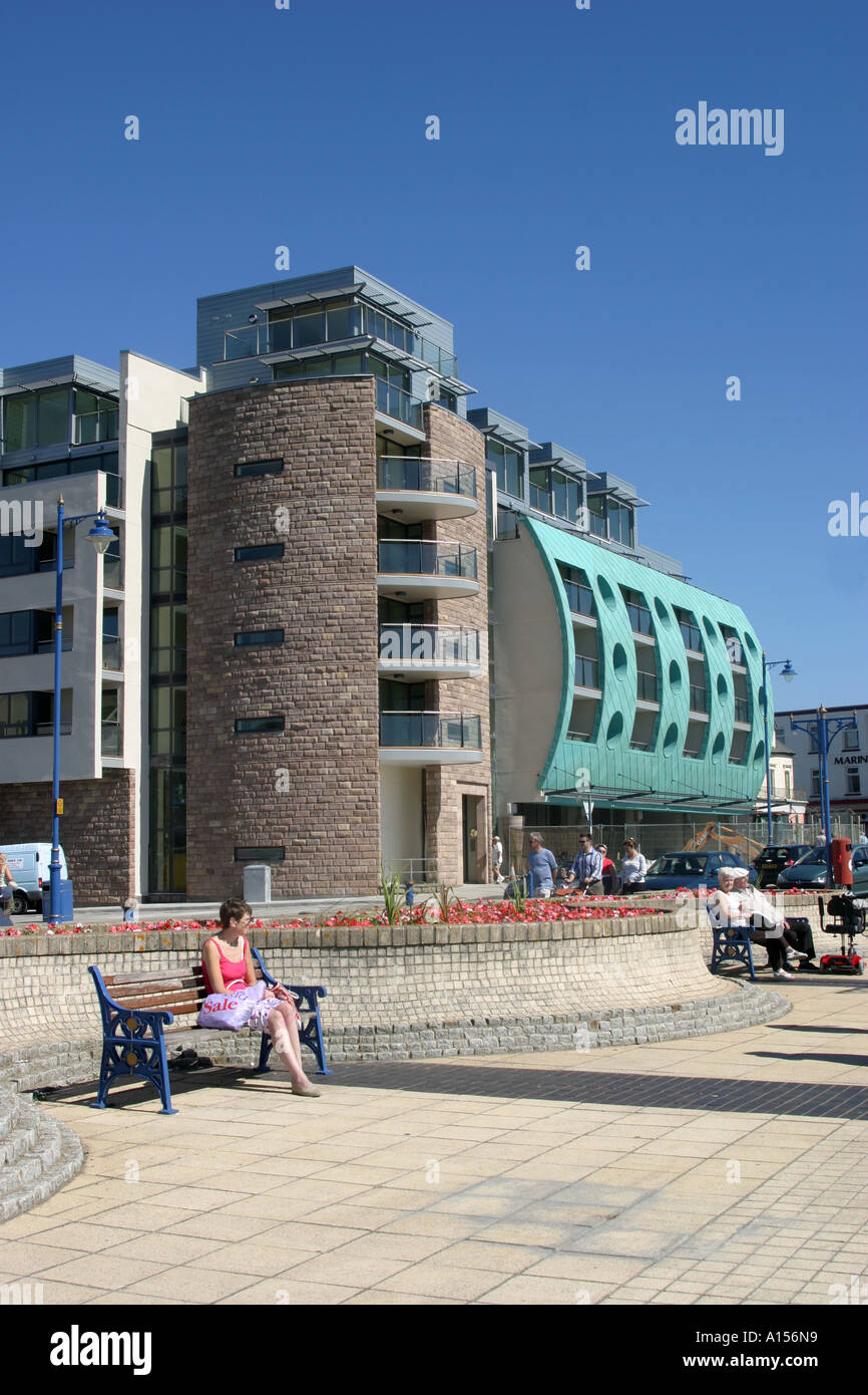 The new development on the seafront at Porthcawl South Wales Stock Photo