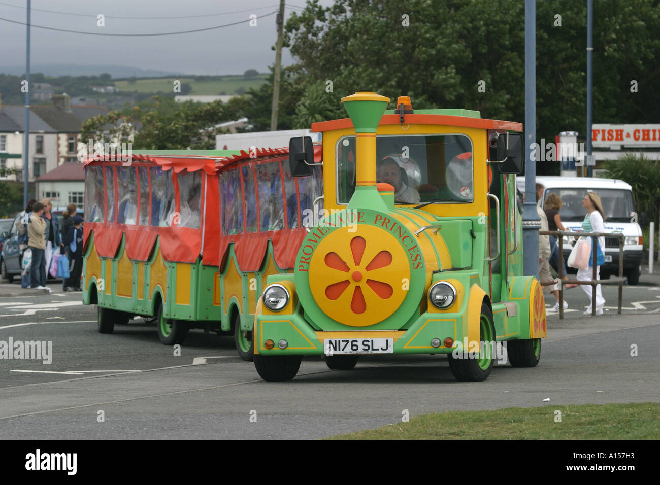 Porthcawl s famous road train that goes up and down the promenade and