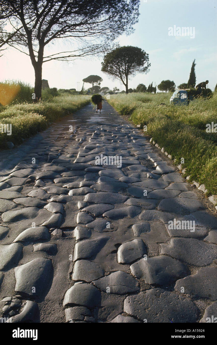 The Appia Antica the old Appian Way in Rome Lazio Italy A Woolfitt Stock Photo