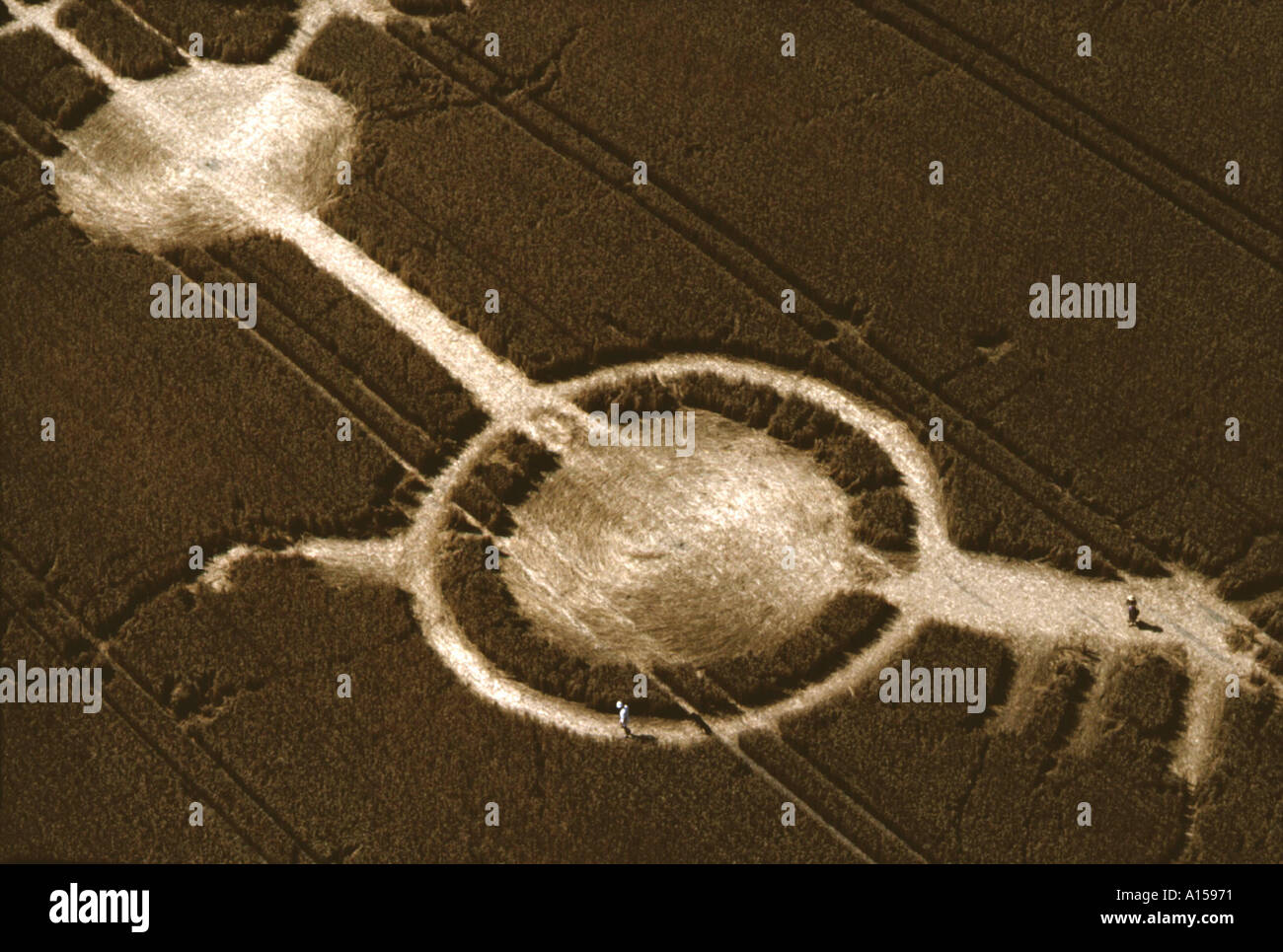 Early example of a crop circle Avon Wiltshire England UK A Woolfitt Stock Photo