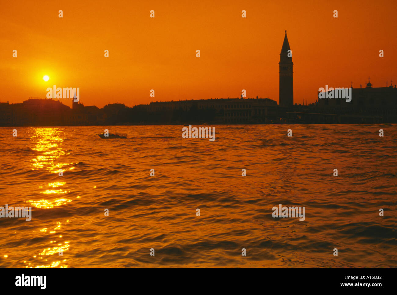 Venice skyline at sunset Italy Stock Photo - Alamy