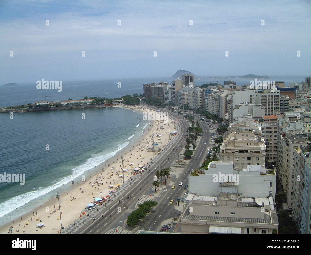 Copacobana Beach Rio de Janeiro Brazil from helicopter Stock Photo