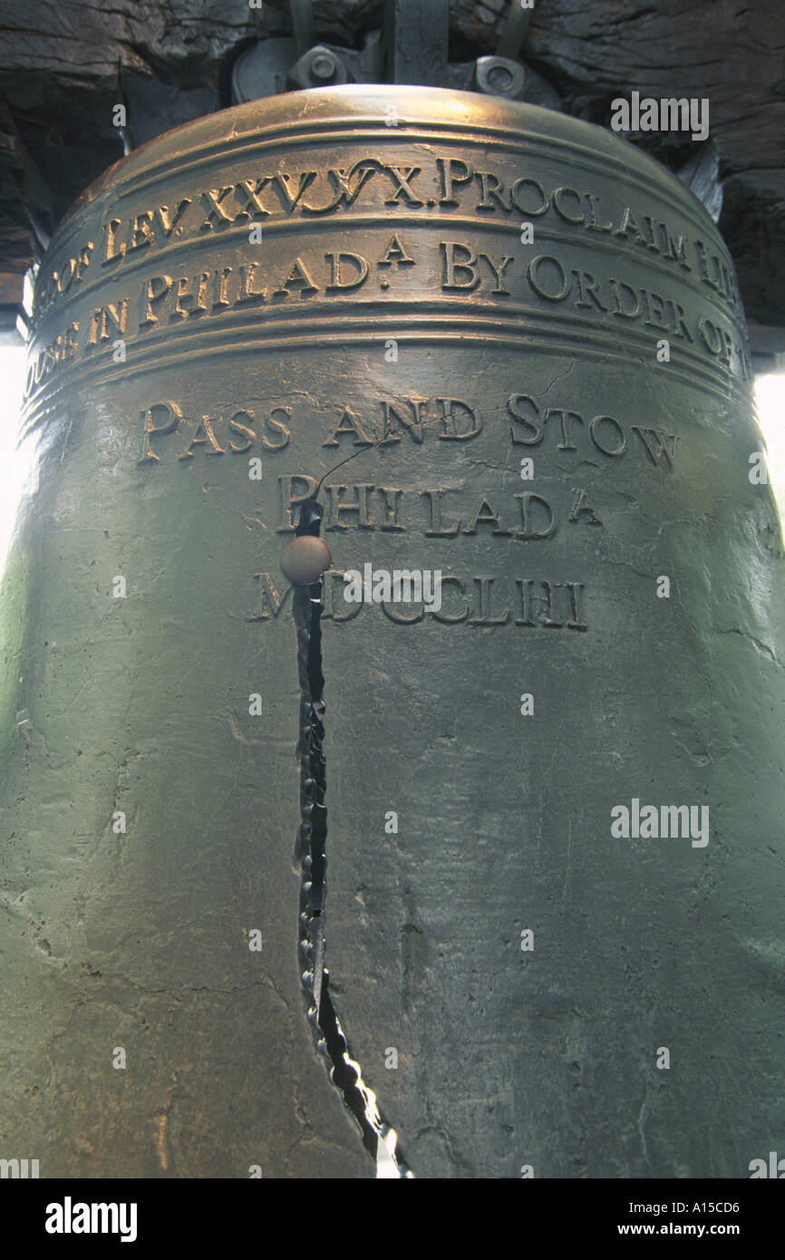 The Liberty Bell close up view showing crack in bell Independence