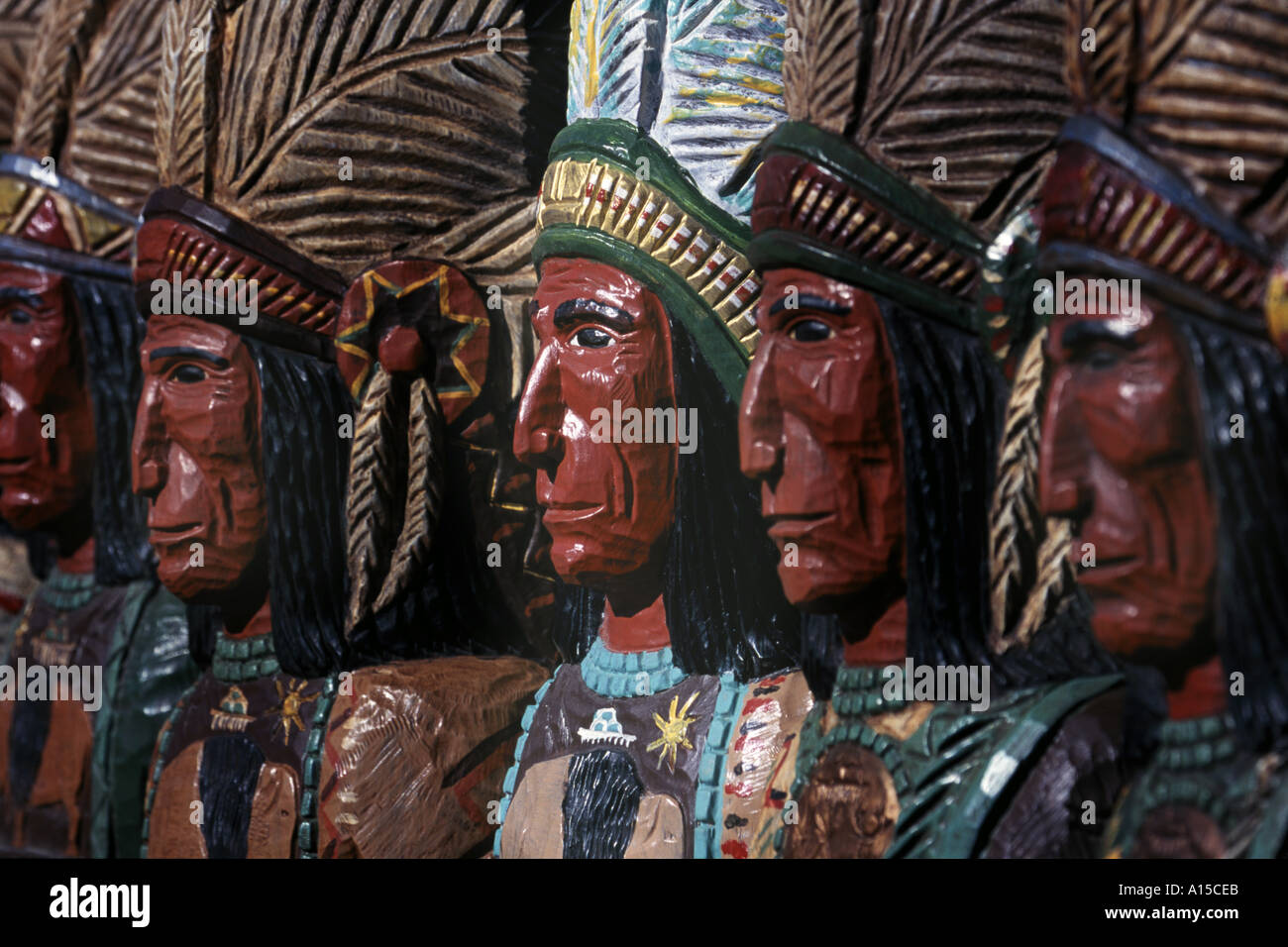 Carved Wooden Statues of cigar Store Indians Jackson Hole Wyoming USA