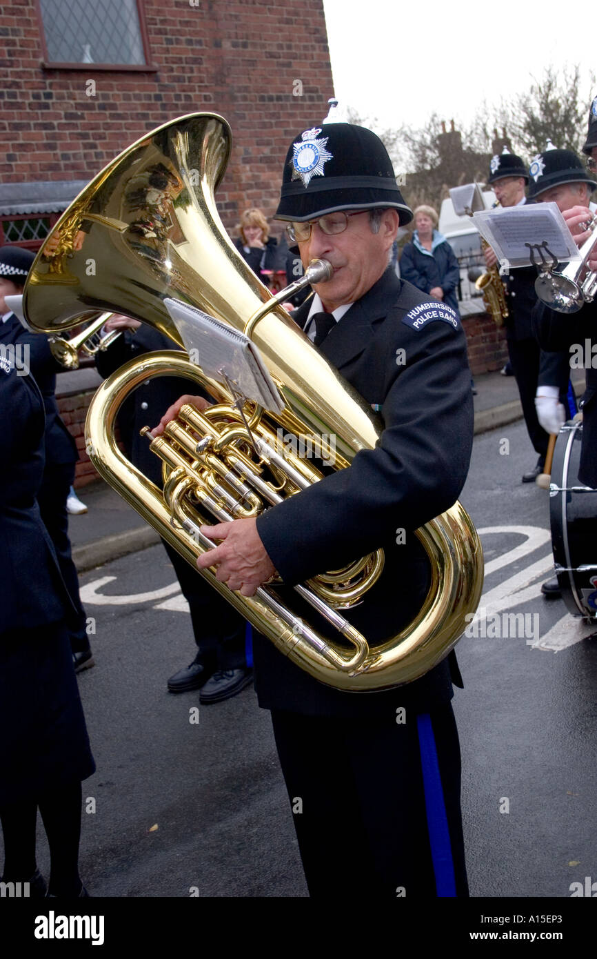 Police Marching Band with a man playing A TUBA Stock Photo Alamy