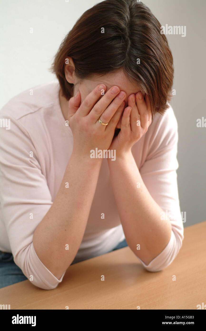 woman weeps Stock Photo