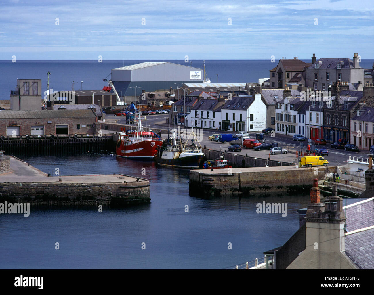 dh  MACDUFF BANFFSHIRE Scotland harbour Seafront and port scottish coastal fishing village uk Stock Photo