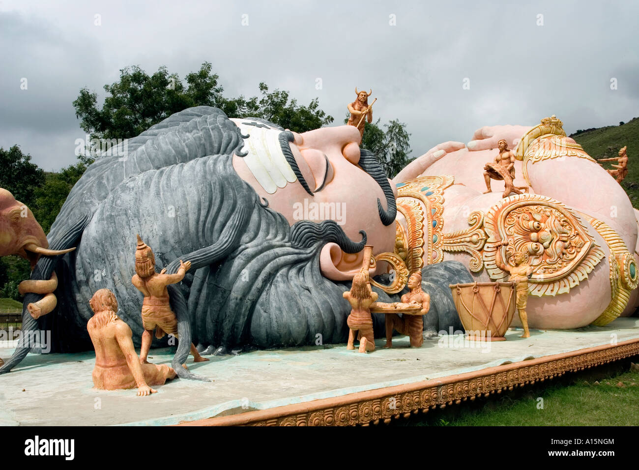 Kumbhakarna statue in Kumbhakarna Gardens. Indian legend statue tourist